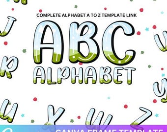 Canva Editable Alphabet Letters Template, Canva Drag & Drop Photos Retro Letters, Font Canva Frames, Fillable Canva Frame, Block Shadow Font
