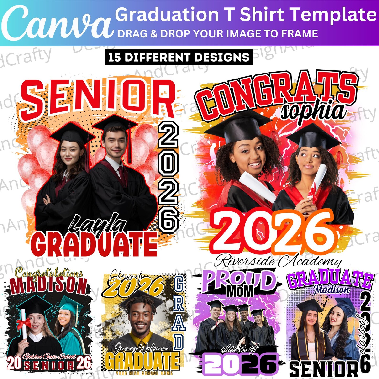 15 Grad Senior 2026 T Shirt Template, Graduation T Shirt Designs Bundle ...
