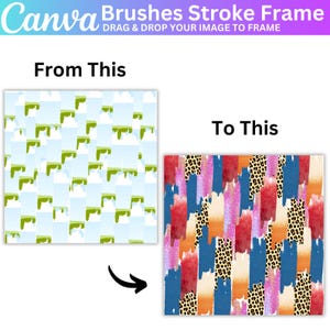 Fill Your Own Paint Splash, Bleach Effect Distressed Edge Canva Editable Frames Bundle, Canva Drag and Drop Photo Paint Splatter Canva Frame