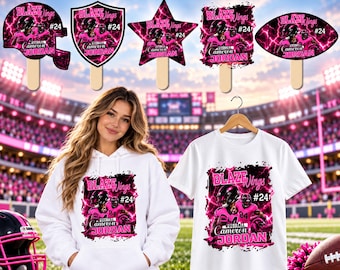 05 Pink Football Fan Paddle Templates, Canva Editable Football Fan Designs, Game Day T Shirt, Senior Night Fan Gear, Football Team Party