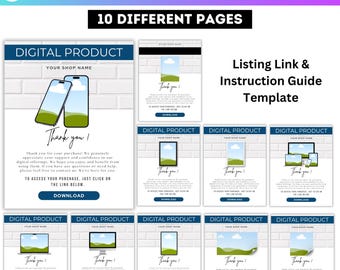 Thank You PDF Canva Download Instruction Guide Template, Download Instruction Template, Downloadable Product Link, Thank You Purchase Card