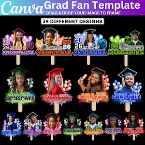 35+ Graduation Fan 2026 Canva Editable Template Bundle, Grad Fan Paddle Template, Custom Grad Fan, Graduation Fan 2026, Graduation Cake