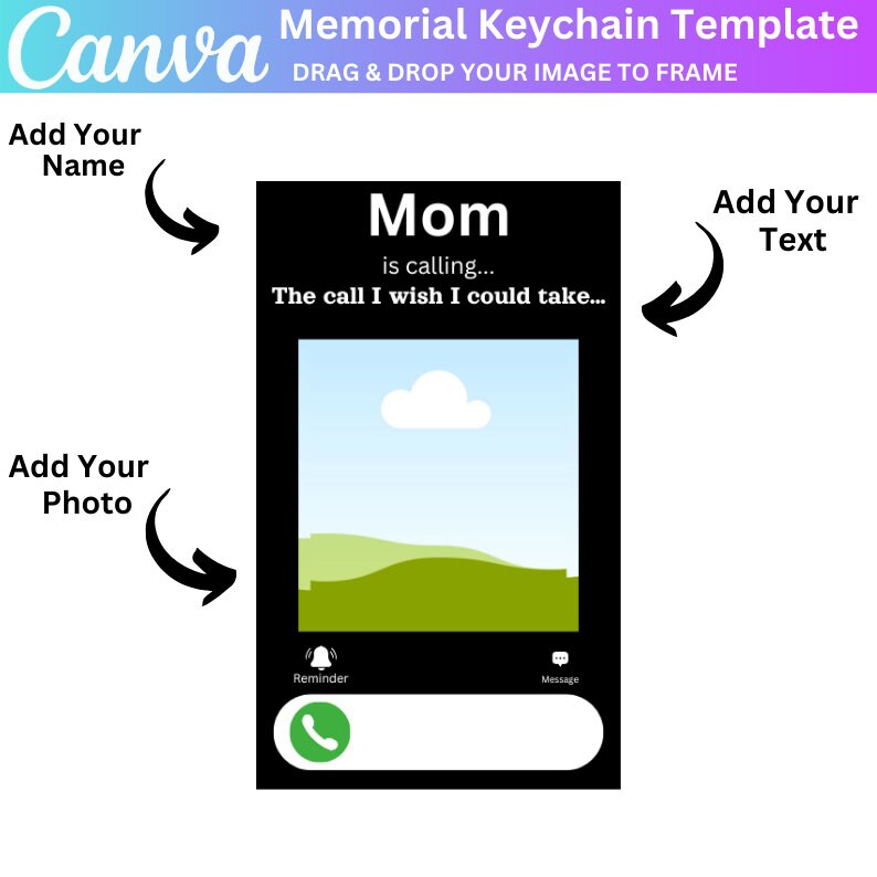 11 Memorial Keychain Canva Editable Bundle, Custom Photo Keychain ...