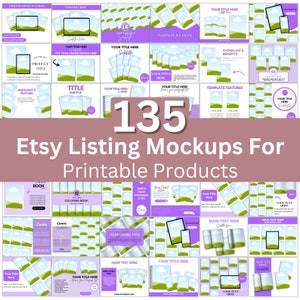 135 Etsy Listing Mockup Canva Editable Templates Bundle, Etsy Mockup Planners Journal, Drag and Drop Mockups, Digital Product Mockup
