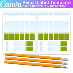 Pencil Label Template, Canva Drag and Drop Pencil Label, Editable Canva Pencil Template, Digital Download