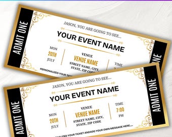 Concert Ticket Canva Editable Template, Printable Ticket Gift Design, Invitation Ticket Template, Birthday Surprise Ticket, Digital Download