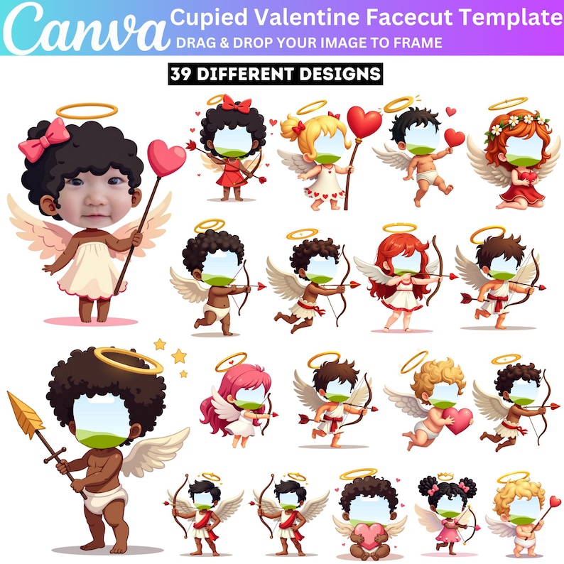 30+ Valentine Cupid Face Canva Template, Add Your Own Face Funny Photo ...