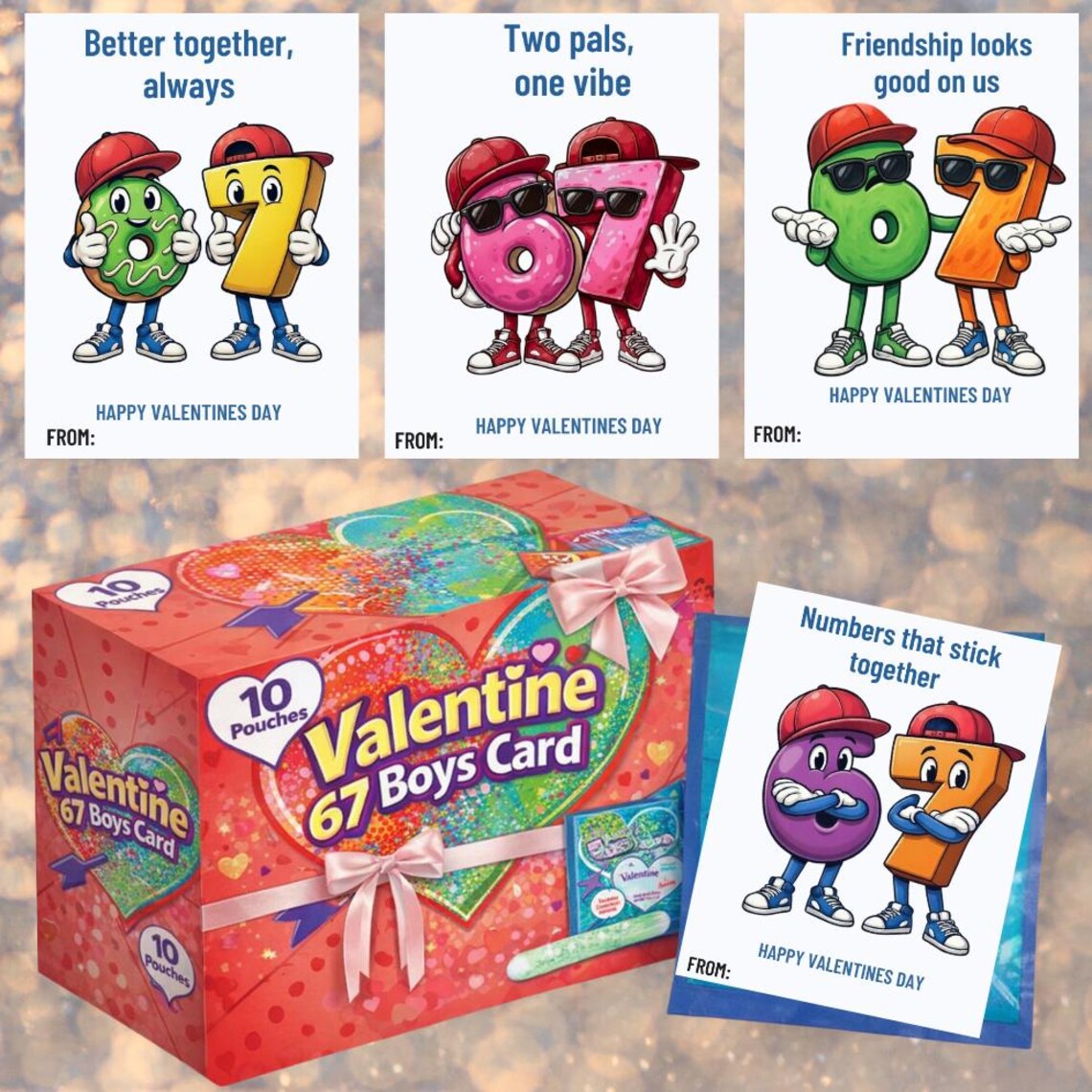 10 67 Valentine Cards for Kids Tweens, Canva Editable 6 7 Valentines ...