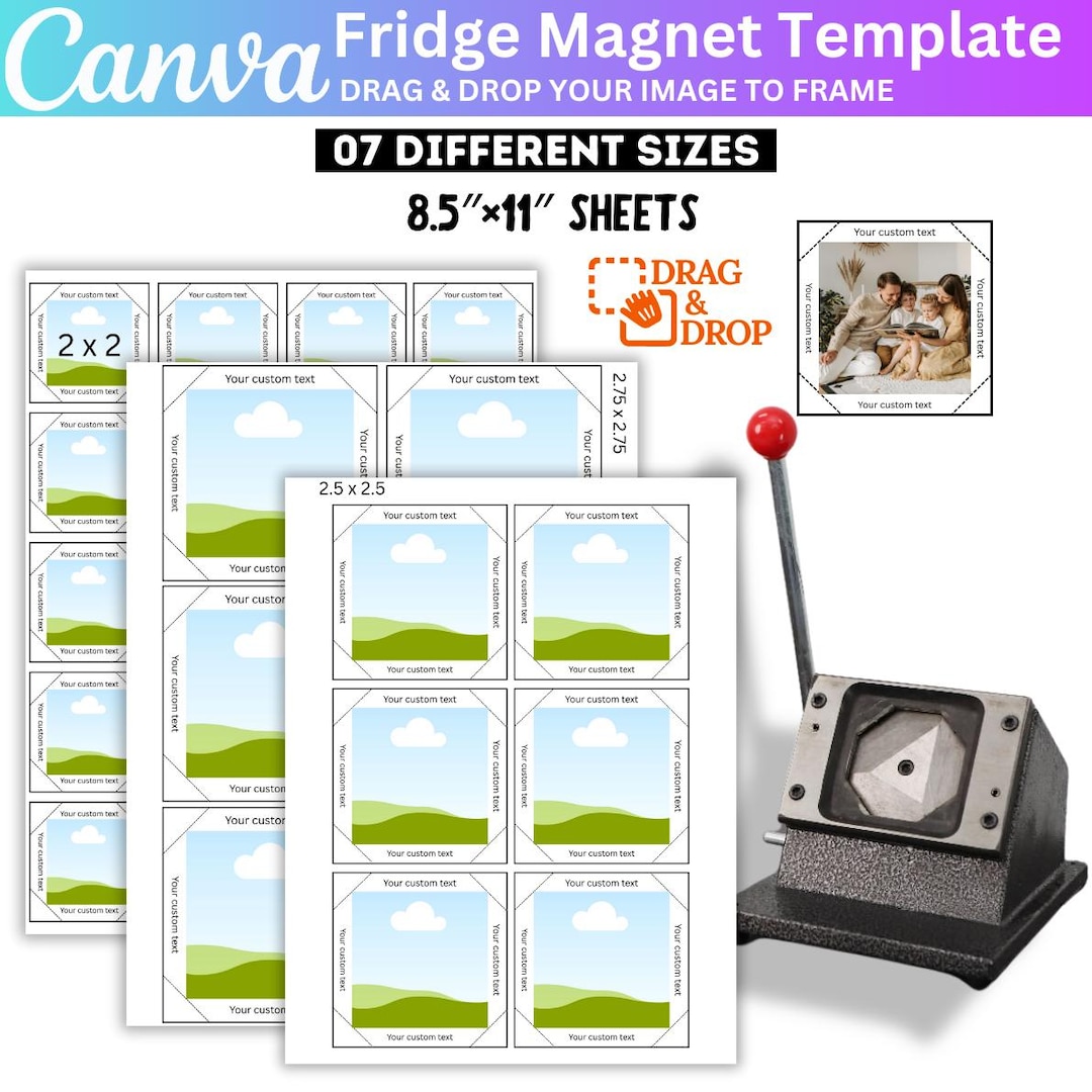 Fridge Magnet Canva Editable Template Bundle, Photo Magnet Template ...