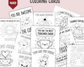 30 Teacher Appreciation Coloring Cards, Printable Thank You Notes, Classroom Activity Pages, Kids Coloring Sheets, Gift for Teachers Digital