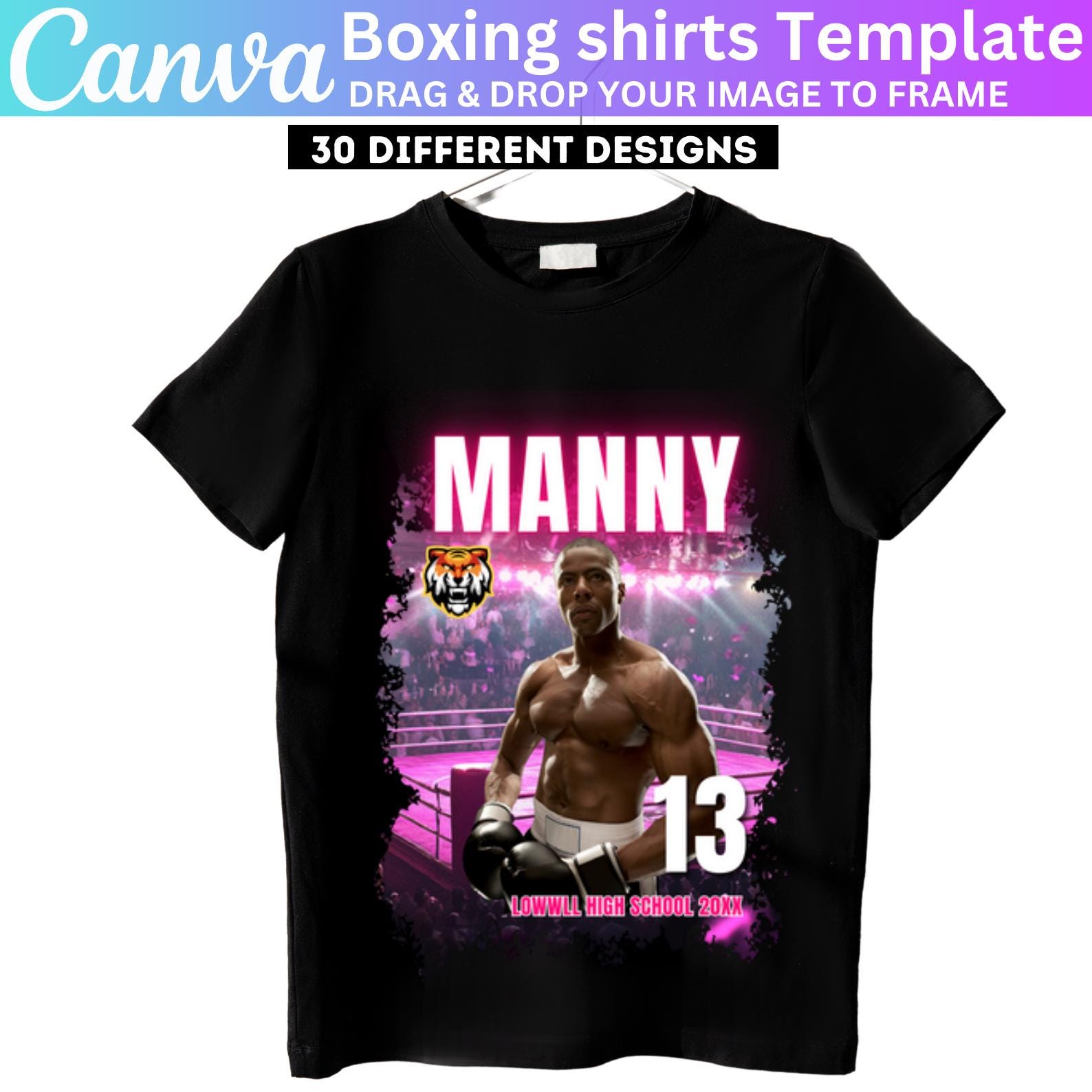 Boxing Editable Canva Template, Boxing Shirt Template, Custom Boxing ...