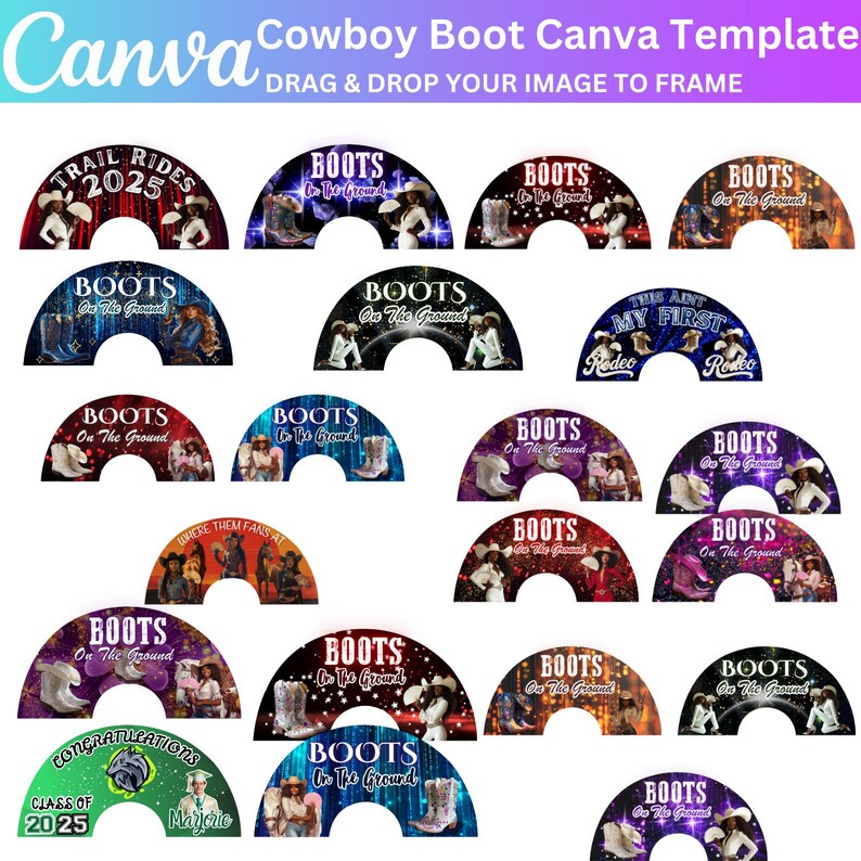 Cowboy Boots Clack Fan Canva Template, Editable Cowgirl Fan Dukes and ...