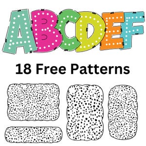 Custom Dot Dalmatian Doodle Alphabet Letters Svg Png Bundle, Alpha Doodle Letters, 6 Alpha Sets, 18 Dalmatian Background PNG, Digital File