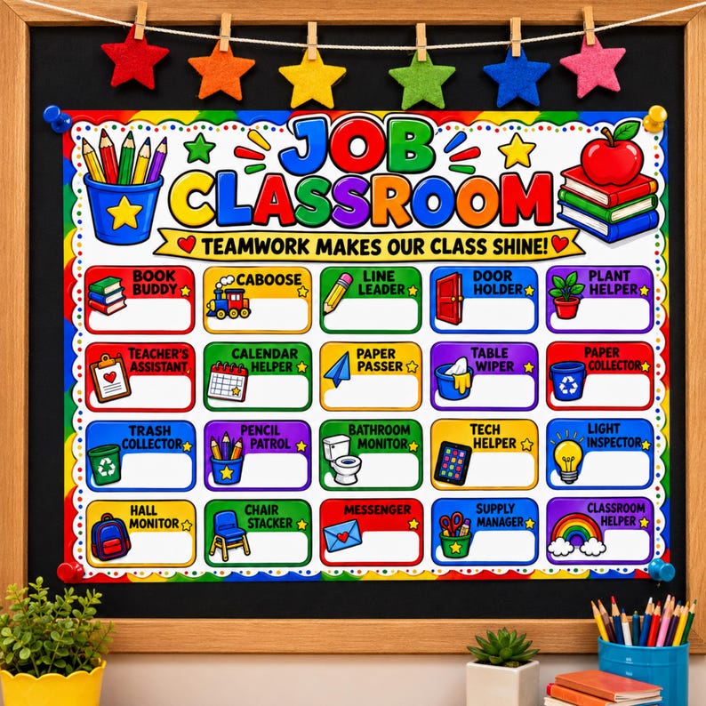 Classroom Job Chart Printable, Classroom Jobs Board, Teacher Job Chart ...