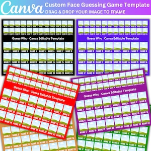 Custom Face Guessing Game Canva Editable Template, Guess Who 2.0 Game, Guess Who Create Your Own Personalized Gift, 6 Game Boards, Digital