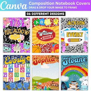 06 Composition Book Cover Template, Editable  Canva Composition Notebook Cover Template, Back to School Digital, Printable Notebook Covers