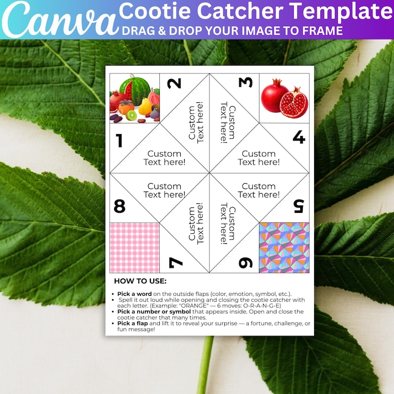 Cootie Catcher Template, Canva Editable Fortune Teller Design, DIY ...