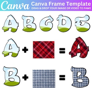 Canva フレーム テンプレート グラフィティ フォント 文字と数字 CANVA、透明なアルファベット フォント デザイン 写真入力 編集可能 デジタル ファイルをダウンロード