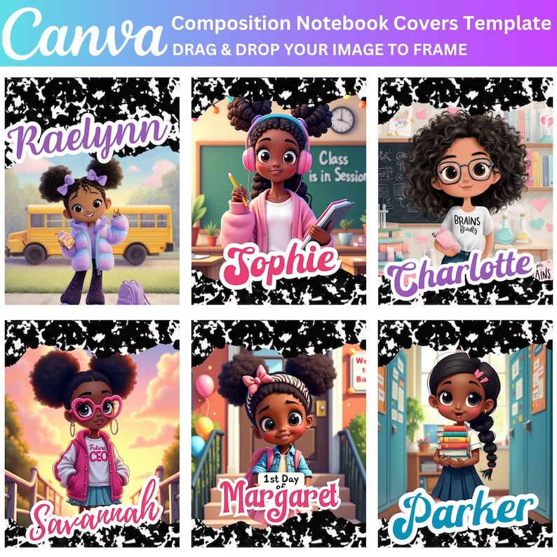 06 Composition Book Cover Canva Editable Designs, Composition Notebook ...