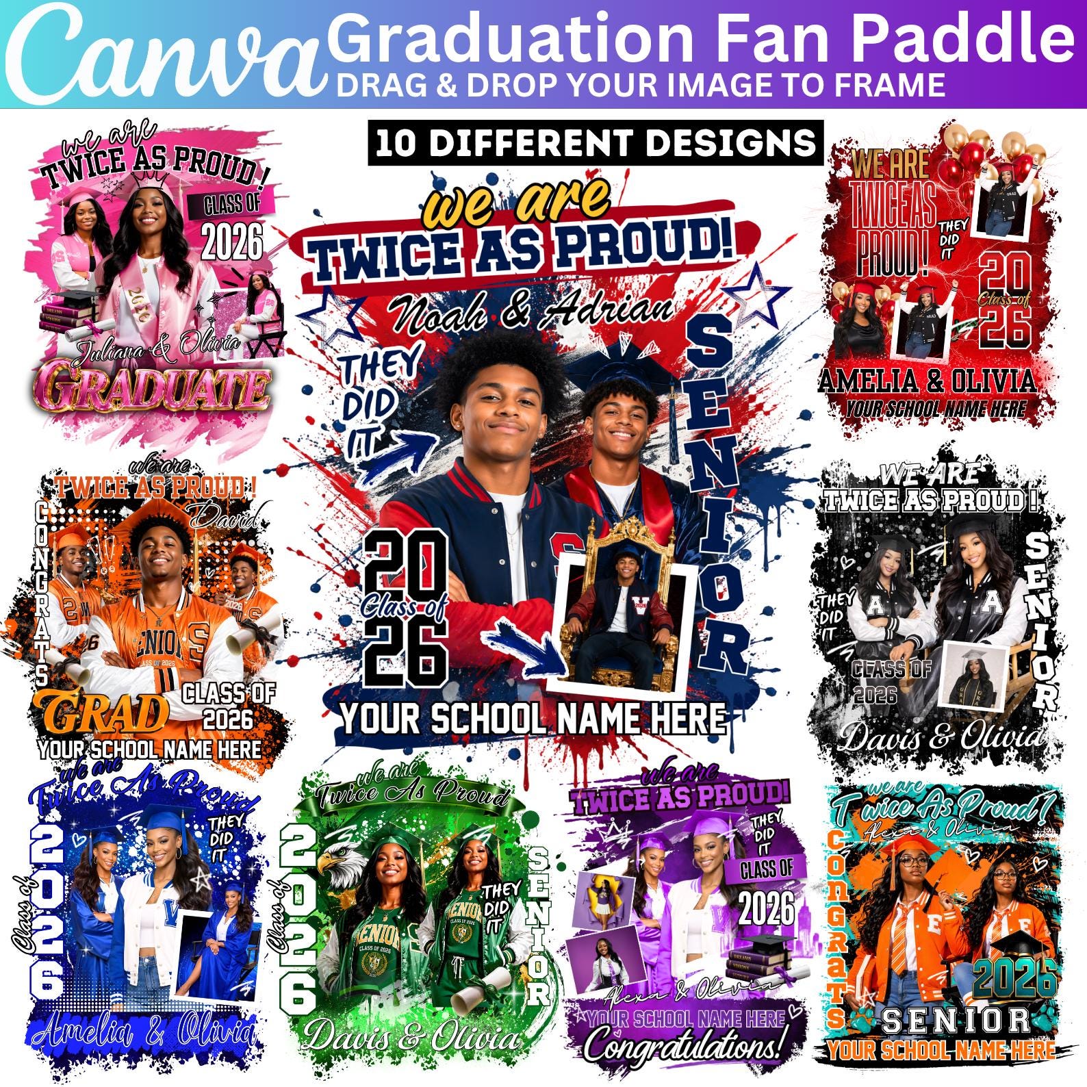 Gradtwin Logo Graduation T Shirt Twice as Proud Canva Editable Graduation Shirt ...
