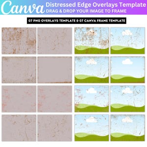 Distressed Journal Edge Overlays und Vorlage, Canva bearbeitbare Distressed Journal Edge Designs, Junk Journal Overlays PNG, Vintage Printable