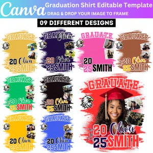 2025 Graduation tshirt Canva Template, Graduation Shirt Canva Editable Bundle, Canva Grad t-shirt Template, Class of 2025 Graduation Designs