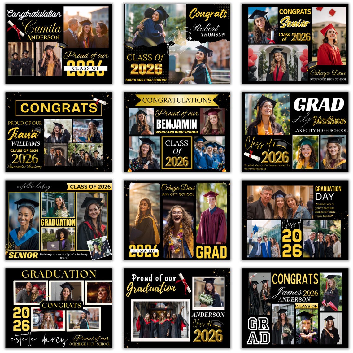15 Graduate Yard Sign Bundle, Graduation Canva Editable Template ...