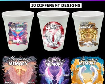 Memorial Styrofoam Cup Canva Template, In Loving Memory Shot Glass Label, Editable Styrofoam Cup, Celebration of Life Favor Digital Download