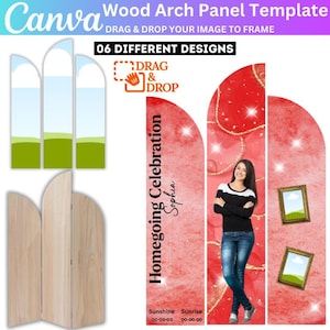 Hobby Lobby Wood Arch Panel Canva Editable Template, Blank Frame Canva Design, Memorial Arch Design Template Birthday Graduation Party Decor