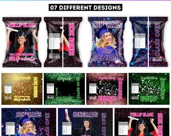 07 Graduation Chip Bag Canva Editable Template, Grad Party Favor Chip Bag, Congrats Grad 2025 Template Design Party Favor Canva Label Design