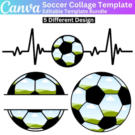 Soccer Photo Collage Canva Editable Template, Sports Photo Collage, Soccer Collage Template, Soccer Picture Collage, Canva Template
