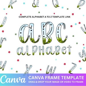 Canva Editable Alphabet Letters Template, Canva Drag & Drop Photos Retro Letters, Font Canva Frames, Fillable Canva Frame, Block Shadow Font