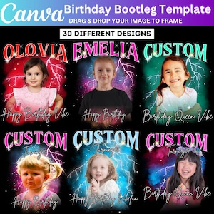 30 Kids Birthday Bootleg Canva Editable Template, Custom Kids Birthday Designs, Birthday Concert Shirt, Sublimation Rap Tee Birthday T Shirt