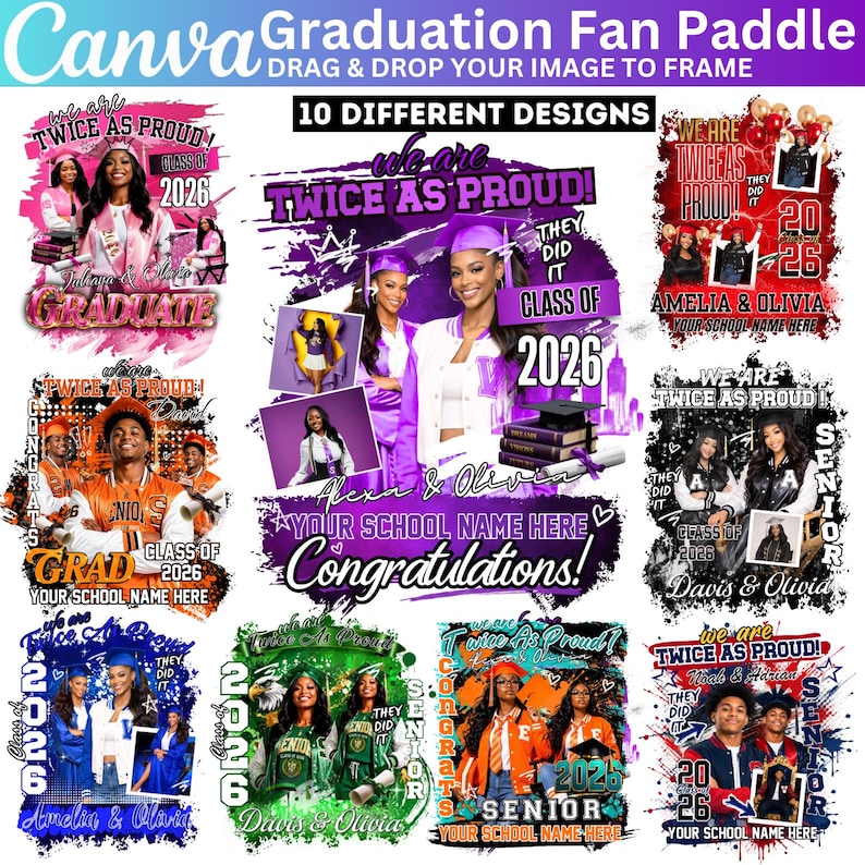 Gradtwin Logo Graduation T Shirt Twice as Proud Canva Editable Graduation Shirt ...