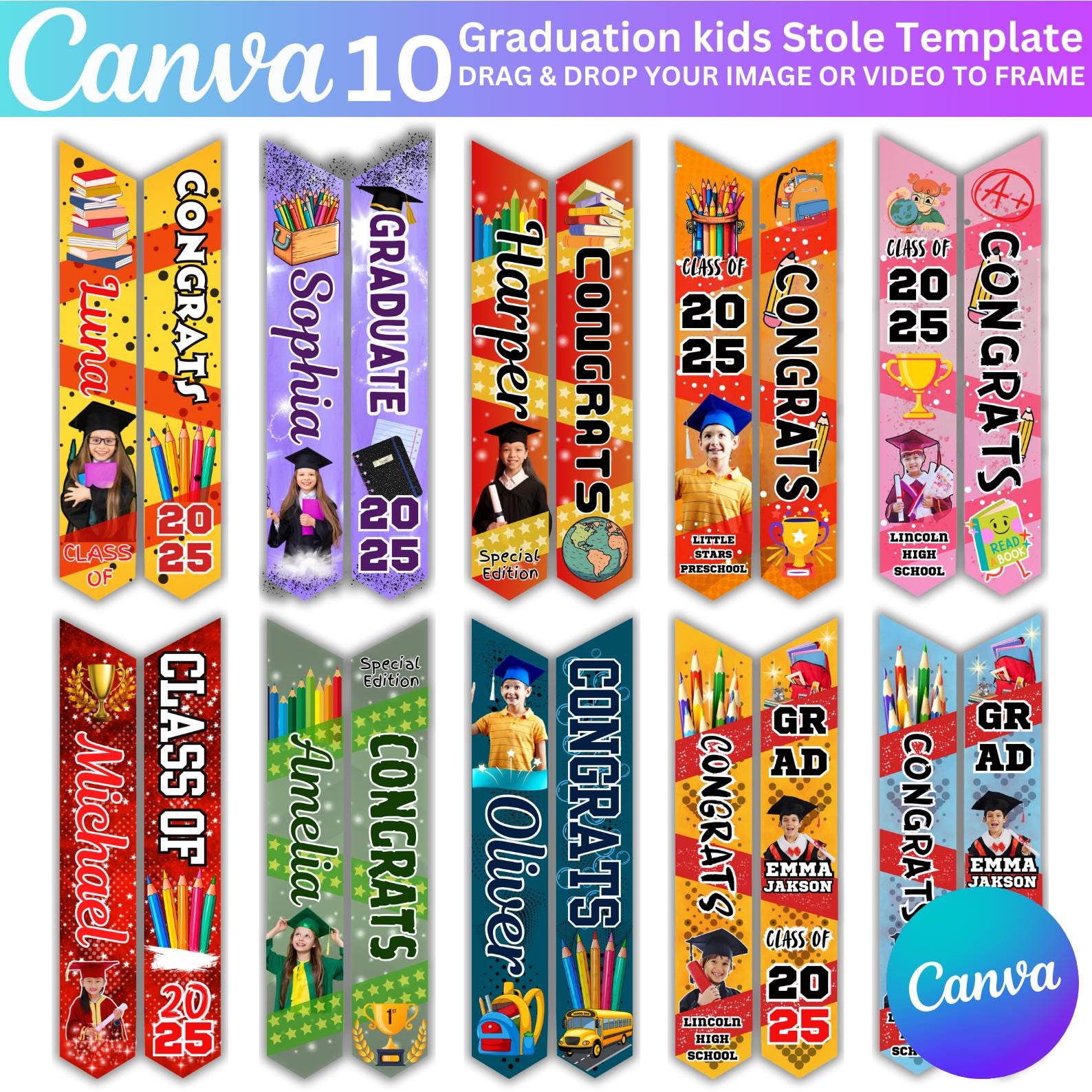 Cindeer 24 Pieces Kindergarten Graduate Stole Grad Sash For