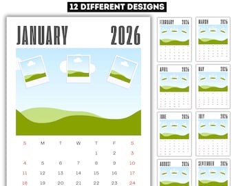 2026 Canva Editable Photo Calendar Template, 2026 Custom Calendar, Monthly Canva Calendar, Custom Family Photo Calendar Digital Download