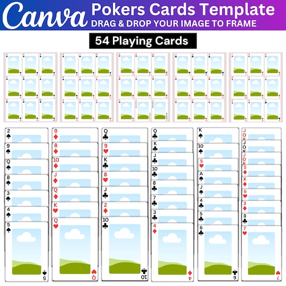 Poker Card Canva Editable Template, Card Sublimation Designs, Play Card Canva Template, Editable Trading Card, Blank Playing Cards Templates