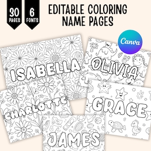 30 páginas para colorear con nombres personalizados, actividades para niños, hojas de 21,5 x 28 cm, páginas para colorear con nombres para adultos y niños, descarga digital