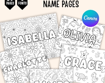 30 Custom Name Coloring Pages, Kids Activity Coloring Pages, 8.5x11" Sheets, Name Color Pages for Adults and Kids, Digital Download