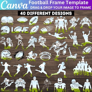 American Football Frames Canva Editable Template, Make your Own American Football Design, Game Sports Canva Drag and Drop Frames
