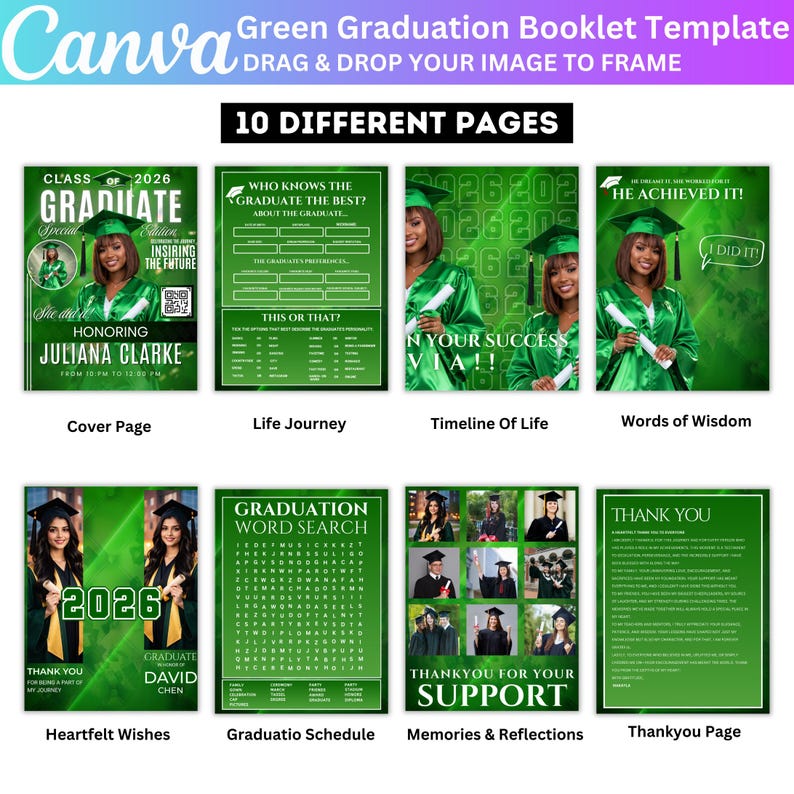 Graduation Magazine Template, Canva Editable High School Graduation ...