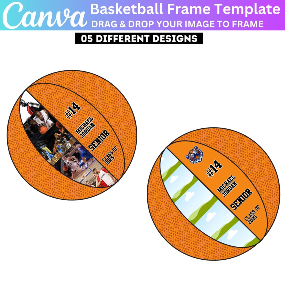 10 Inch Basketball Canva Editable Template, Basketball Frame Design ...