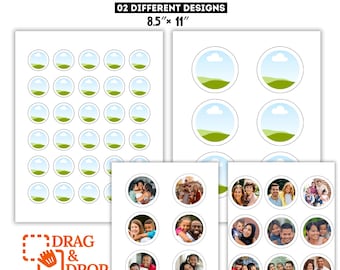Canva Editable Button Badge Template, Blank Pin Button Canva Drag and Drop Frame, 58mm & 25mm Canva Frames, Circle Sticker Template Digital