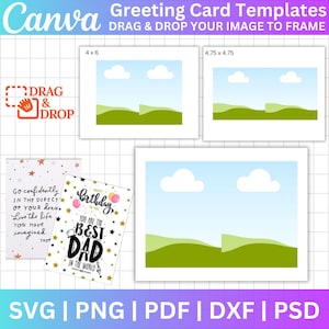 Modèle modifiable canva de carte de voeux, cartes de voeux glisser-déposer, 4 x 6, 5 x 7, 4,75 x 4,75 cartes pliables, modèle vierge, téléchargement numérique