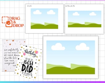 Greeting Card Canva Editable Template, Drag and Drop Greeting Cards, 4x6, 5x7, 4.75x4.75 Foldable Cards, Blank Template, Digital Download