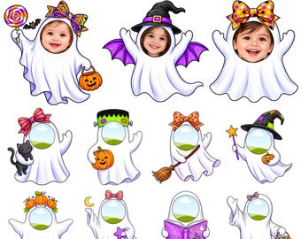 15  Ghost Halloween Classroom Door Decor, Halloween Ghost Canva Editable Ghost Designs, Add Face Student Photo, Halloween Bulletin Board