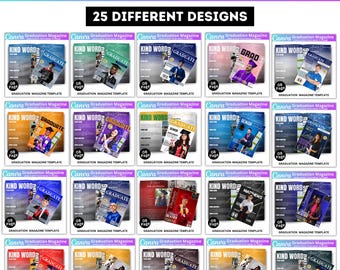 25 Graduation Magazine Canva Editable Mega Bundle, Senior 2026 Graduation Invitation, Senior Magazine Template, Free Magazine Cover Digital