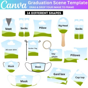 Graduation Bundle Scene Mockup, Graduation Scene Canva Mockup, Canva Editable Template, Graduation Mockup Bundle Graduation Package template