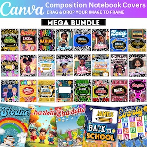 Composition Notebook Cover Canva Editable Mega Bundle, Composition Book Cover Templates, Back to School Digital, Printable Notebook Covers
