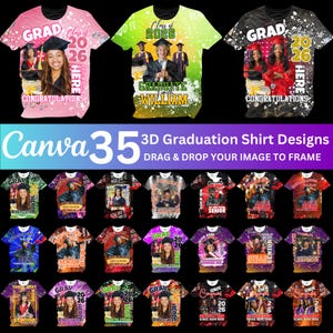 35 3D Graduation Canva Tee Shirt Bundle,All over print graduation shirt templates, Grad 2026 Editable T-Shirt Template, The Last Race Theme